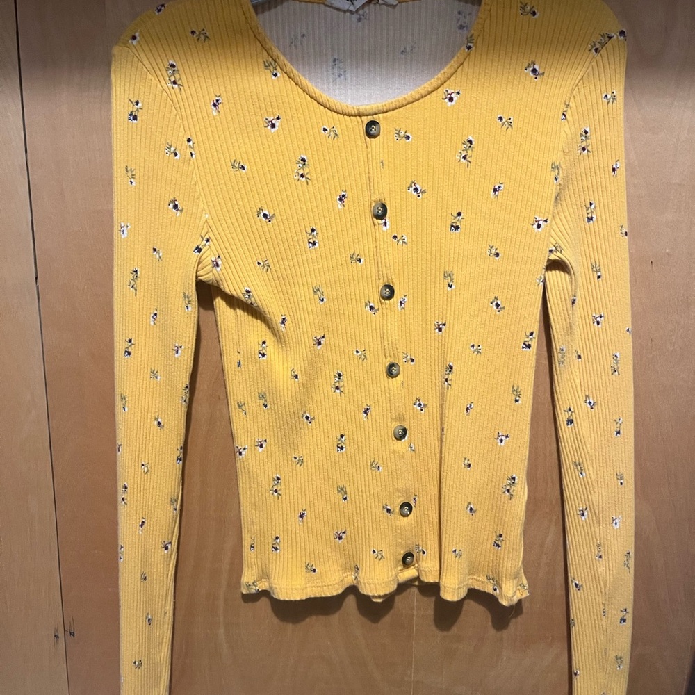 H&M Yellow Floral Button Down Shirt